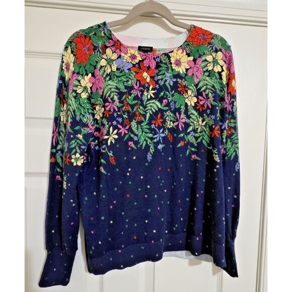 Talbots Sweaters - Talbots Cotton Blend Blissful Floral Pullover Sweater Size Medium